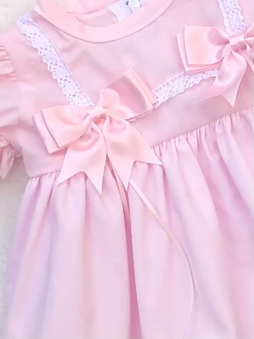 BABY GIRLS PINK DRESS LACE BOWS