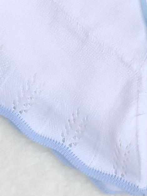 BABIES BLUE WHITE KNITTED BABY SHAWL BLANKET