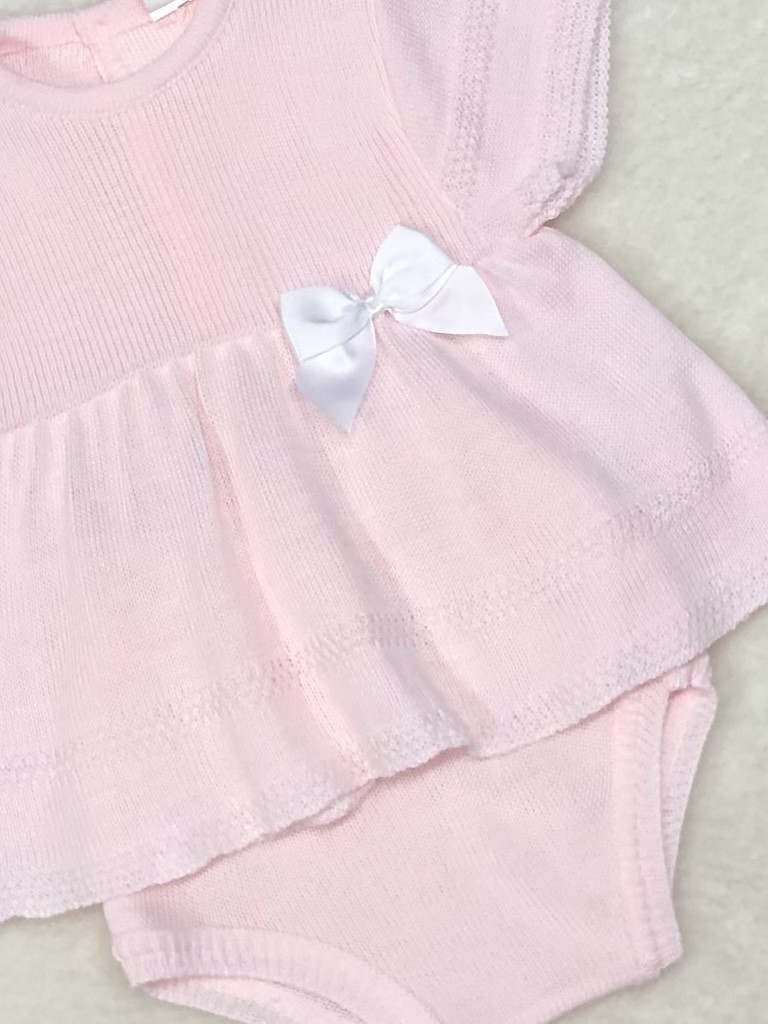 BABY GIRLS PINK KNITTED TUNIC DRESS JAM PANTS