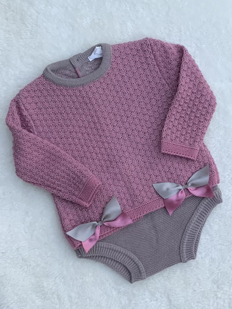 baby girls dusky pink taupe jumper jam pants 