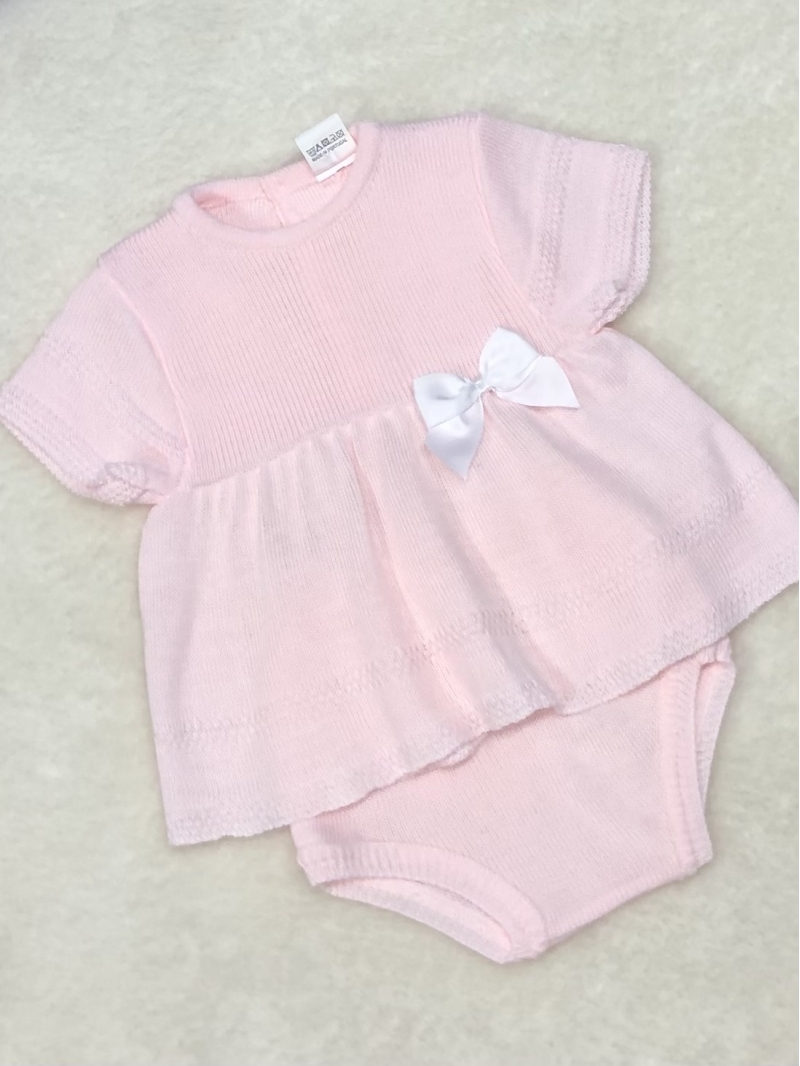 baby girls pink knitted tunic dress jam pants