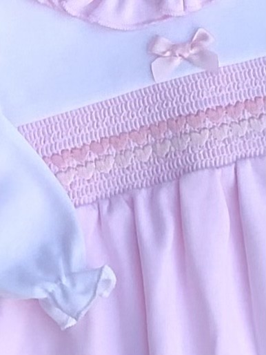 BABY GIRLS COTYON SMOCKED DRESS PINK WHITE