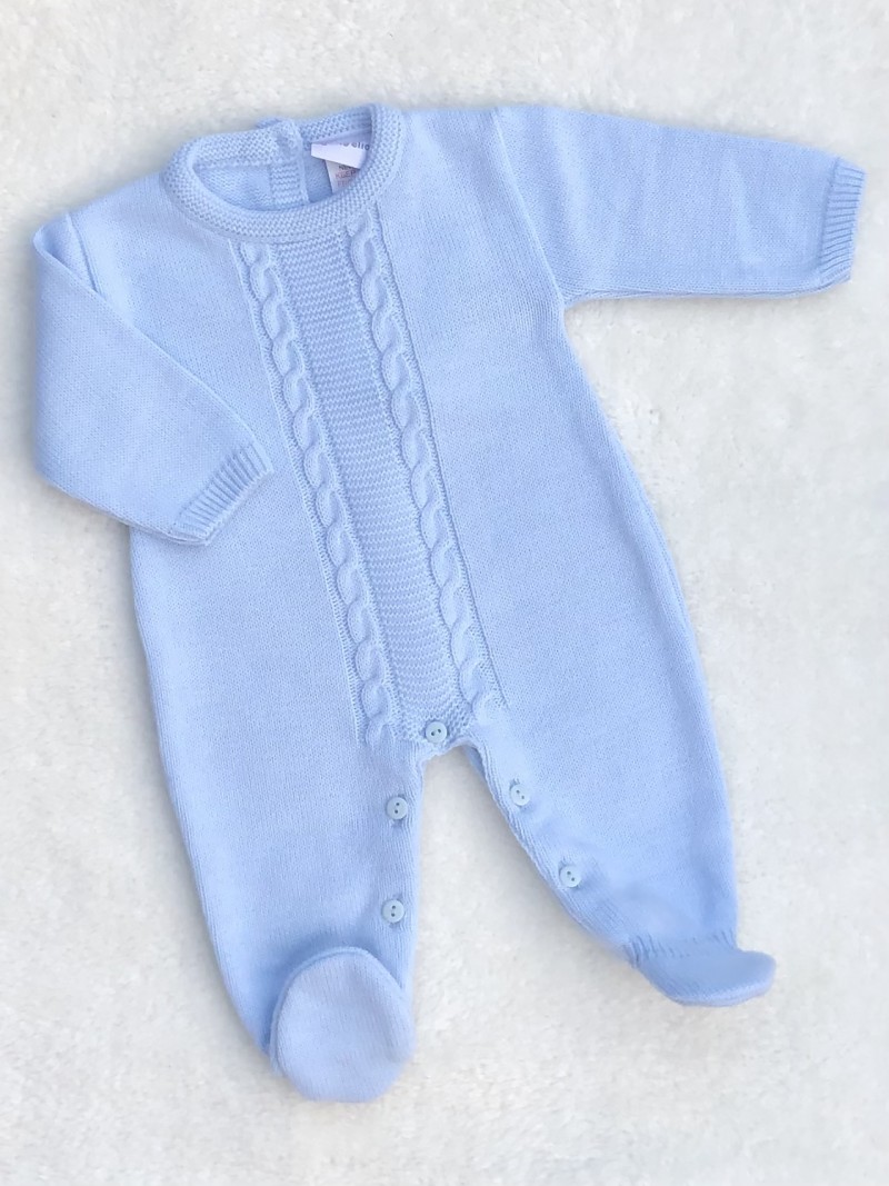 BABY BOYS CABLE KNITTED ROMPER 