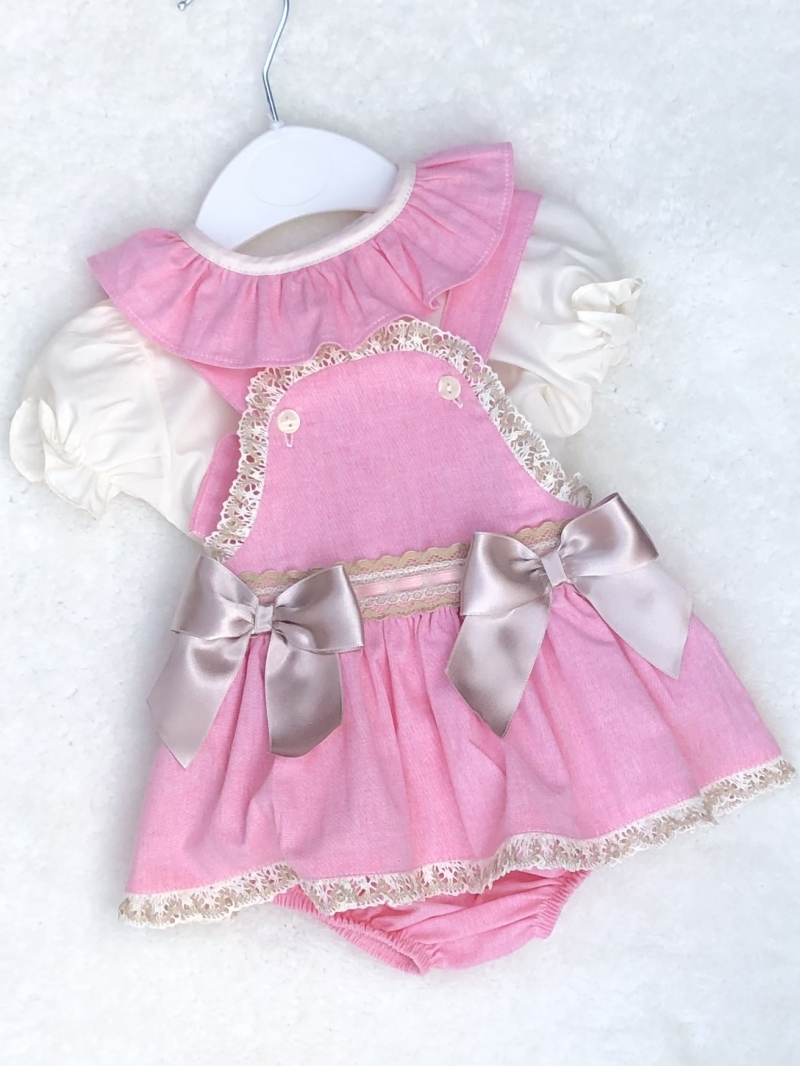 baby girls coral and cream romper  dungeree s