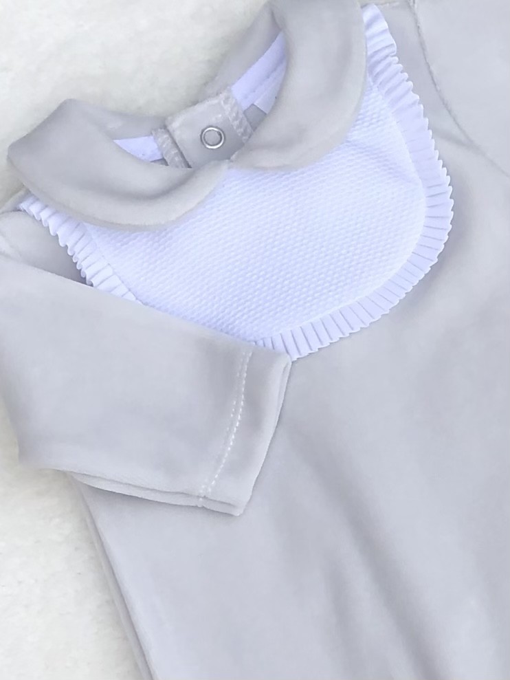 BABIES LIGHT GREY ALL IN ONE VELOUR