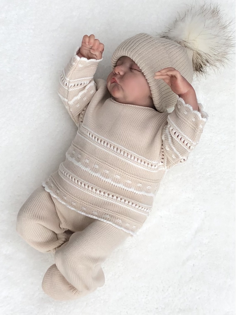 biscuit beige white babies knitted jumper tro