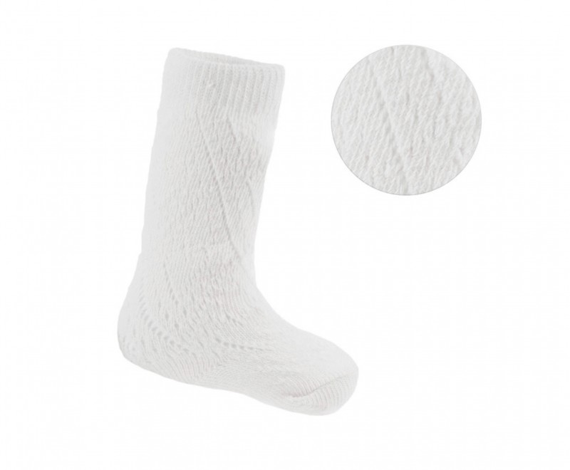 traditional knee high perelene socks in white