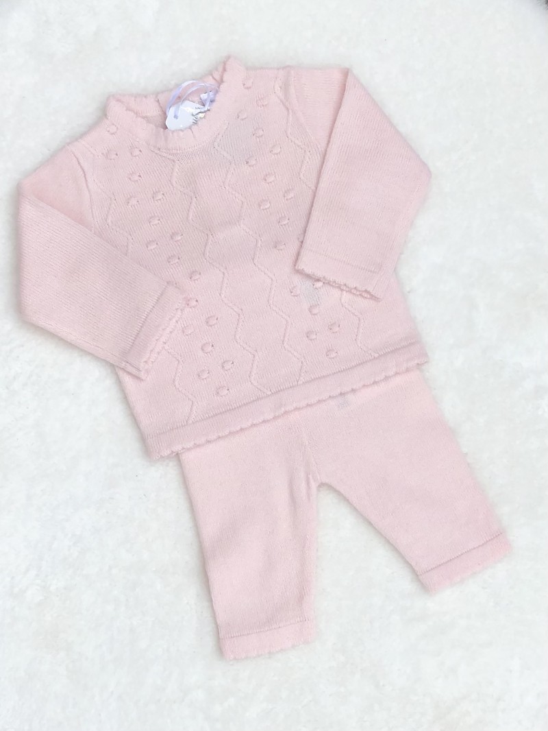 BABY GIRLS SOFT PINK GIFT SET JUMPER TROUSERS