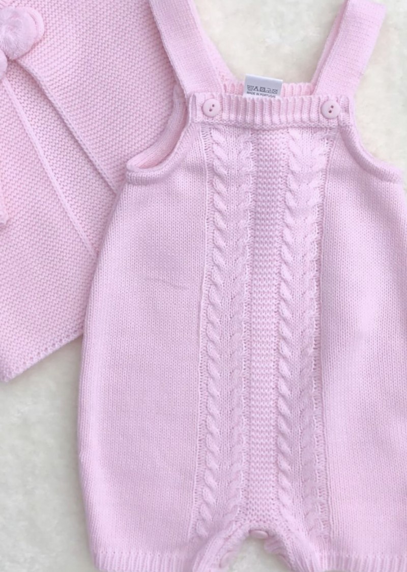 BABY GIRLS PINK KNITTED ROMPER CARDIGAN POM P
