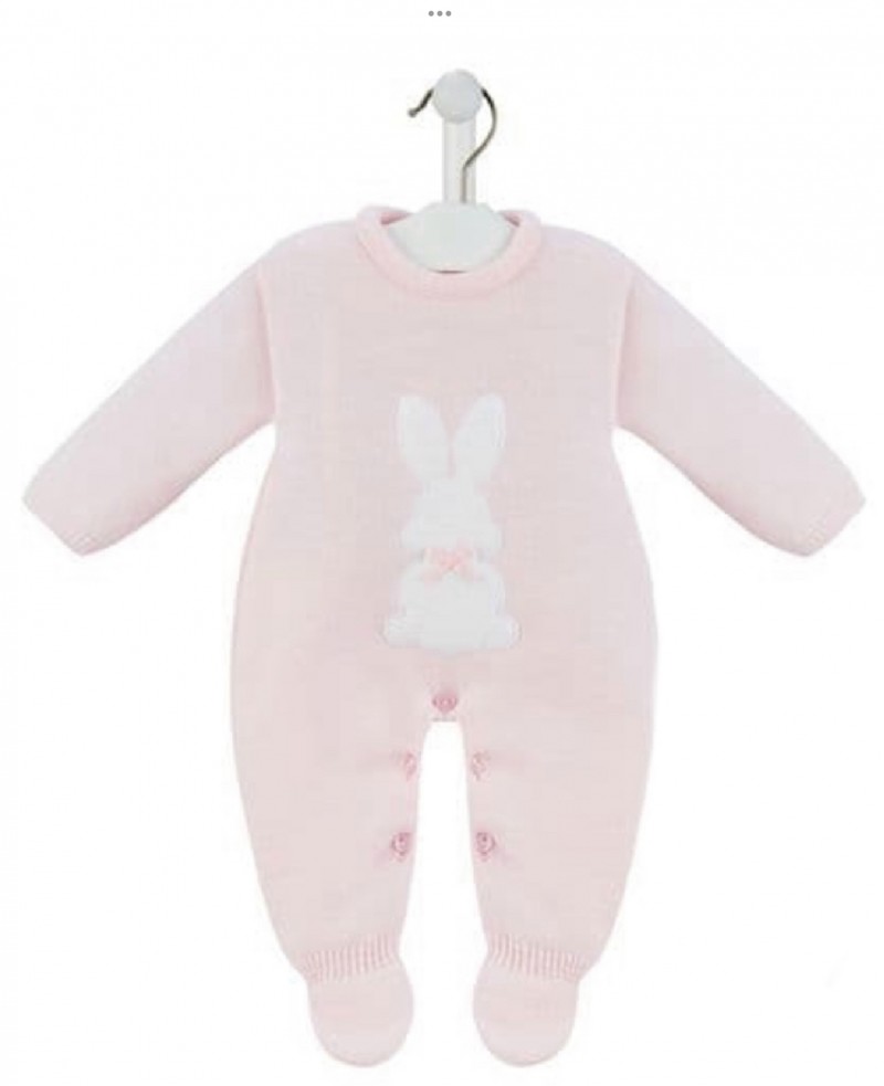 BABY PINK GIRL KNITTED BUNNY RABBIT ROMPER 