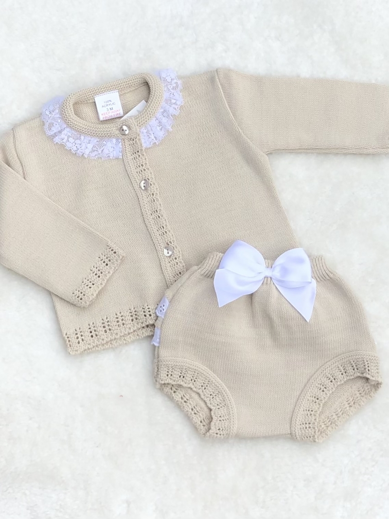 baby girls beige camel knitted cardigan jam p