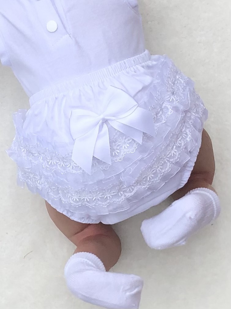 BABY BABIES WHITE COTTON FRILLY PANTS KNICKER