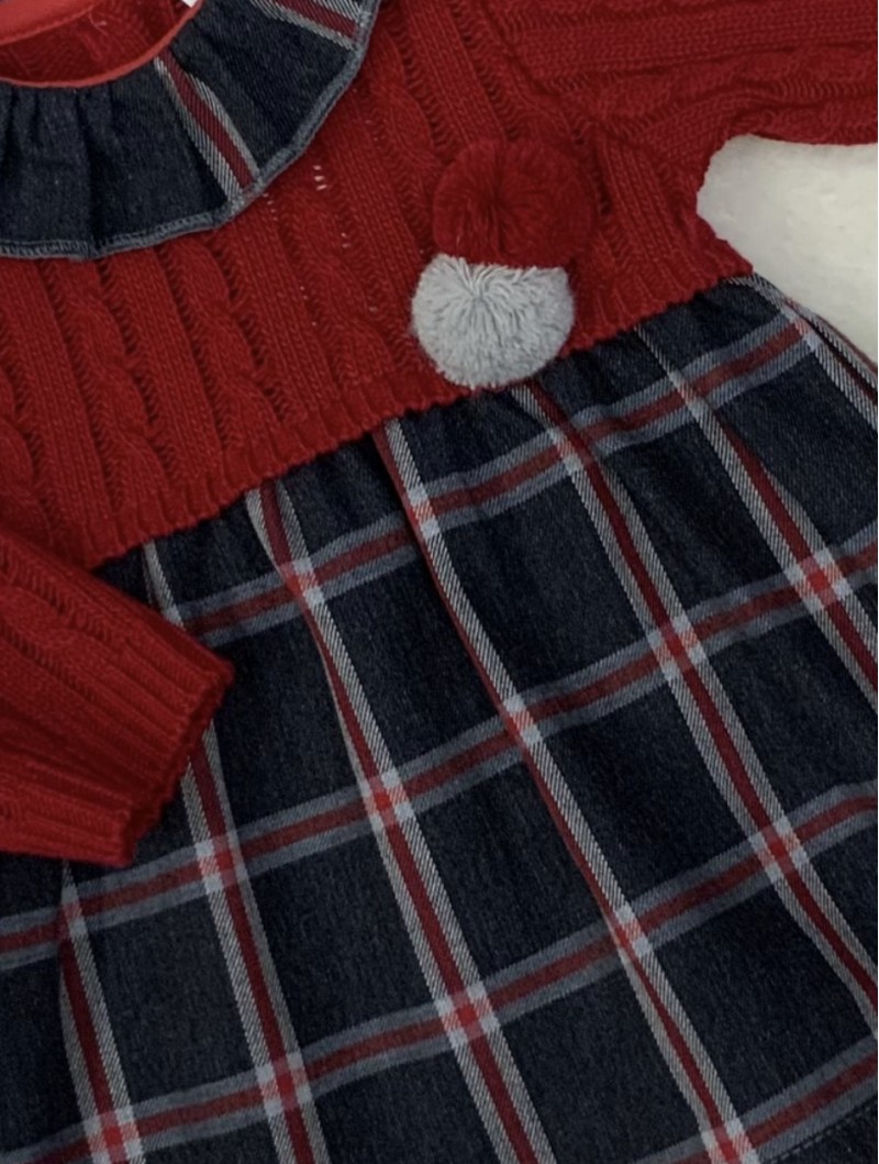 BABY GIRLS KNITTED BODICE DRESS CHRISTMAS 