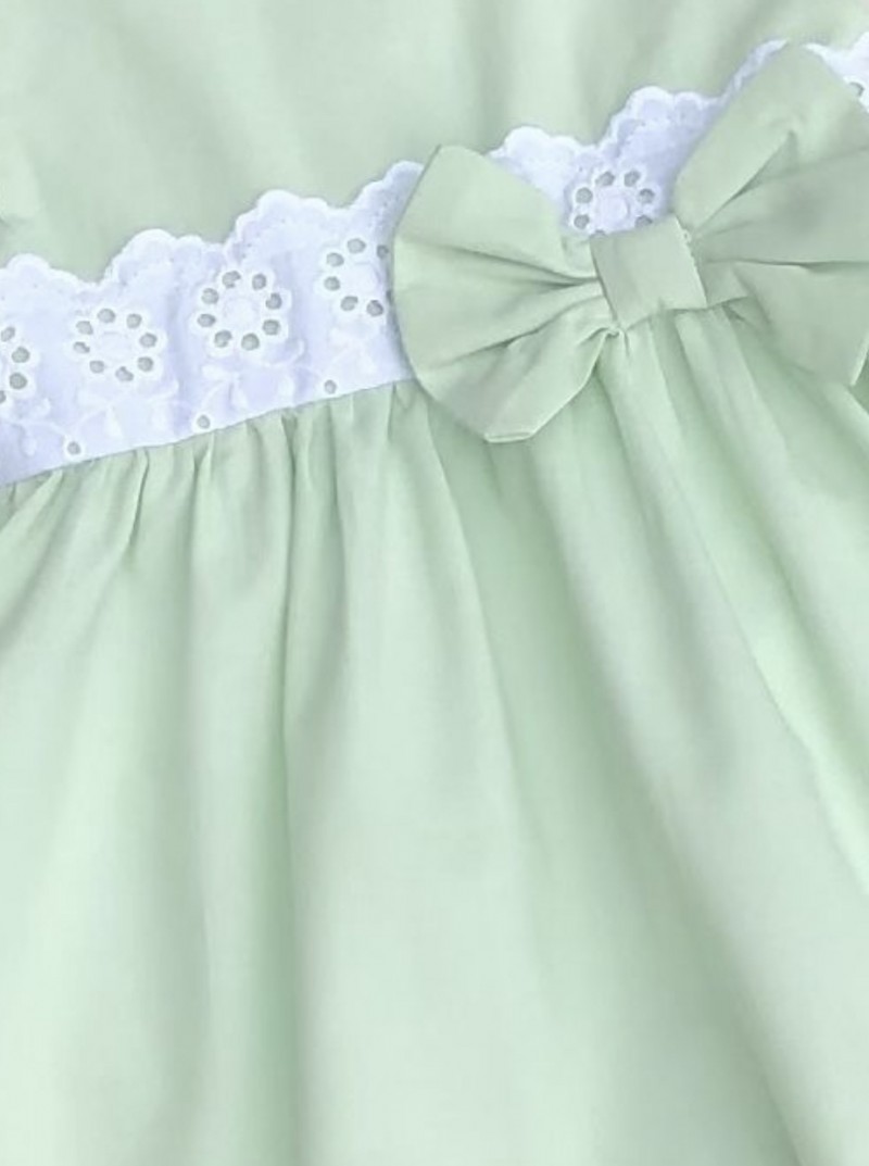 BABY GIRLS LIME GREEN DRESS BOWS LACE