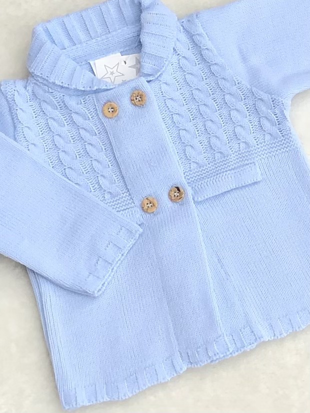 BABY BOYS BLUE KNITTED CARDIGAN COAT