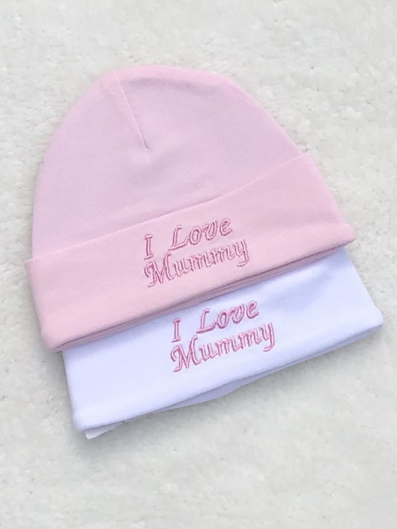twin pack baby girls pink white cotton hats i