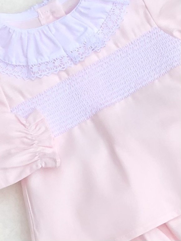 BABY GIRLS PINK SMOCKED TUNIC DRESS PANTS