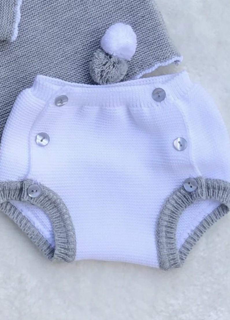 BABIES KNITTED GREY WHITE JUMPER JAM PANTS PO