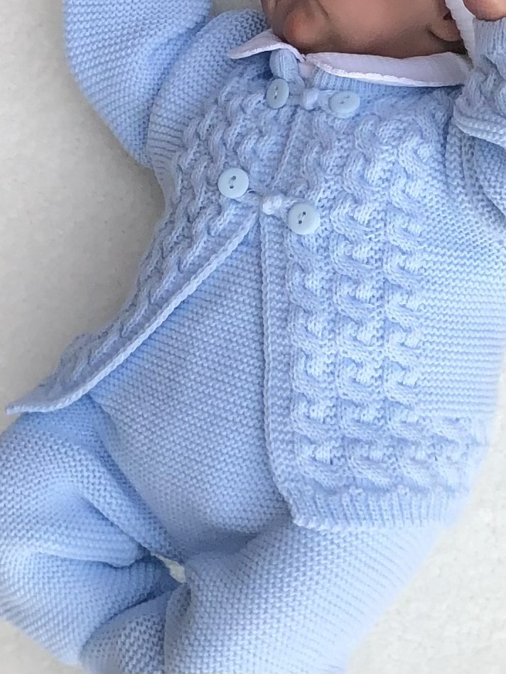 BABY BLUE BOYS KNITTED OUTFIT CARDIGAN TROUSE