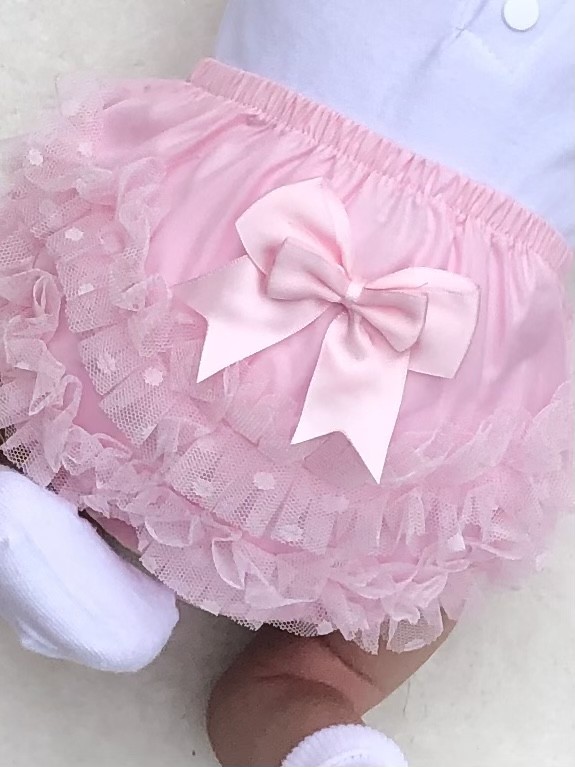 BABY BABIES TRADITIONAL PINK FRILLY PANTS KNI