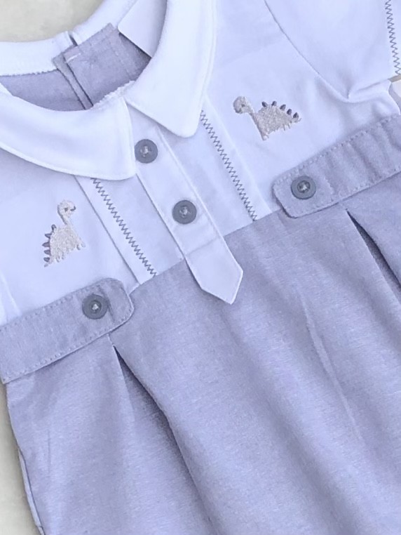 BABY BOYS GREY WHITE ALL IN ONE ROMPER