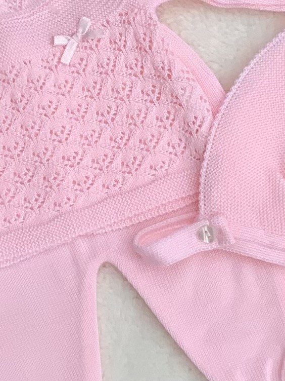 BABY GIRLS PINK KNITTED JUMPER TROUSERS HAT