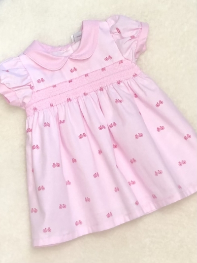 bay girls pink lined cotton smocked dress