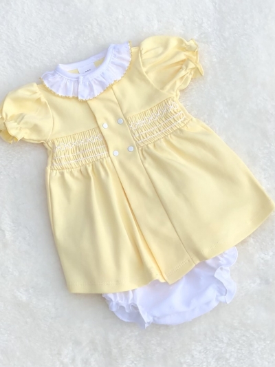 baby girls lemon white smocked dress pants