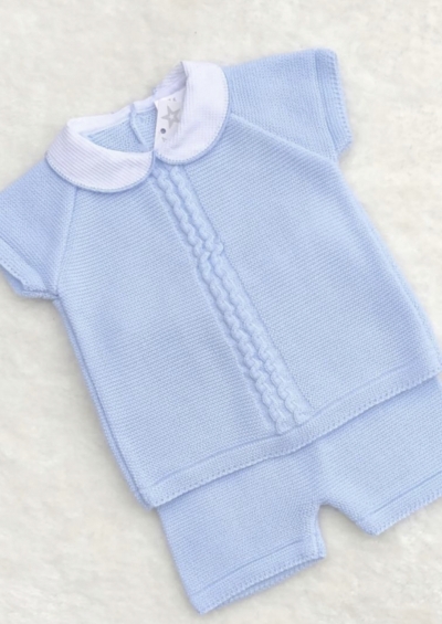 baby boys blue knitted t-shirt jam pants
