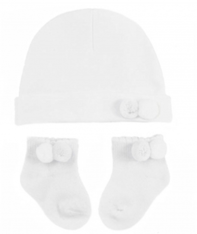 unisex white white pom pom hat socks 