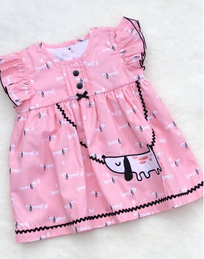 baby girls coral dog motif dress 