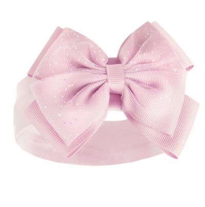 baby girls pink large sparkle bow headband