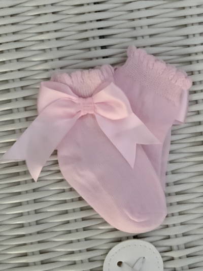 baby girls pink bow ankle socks