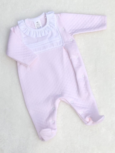 baby girls pink waffle texture romper 