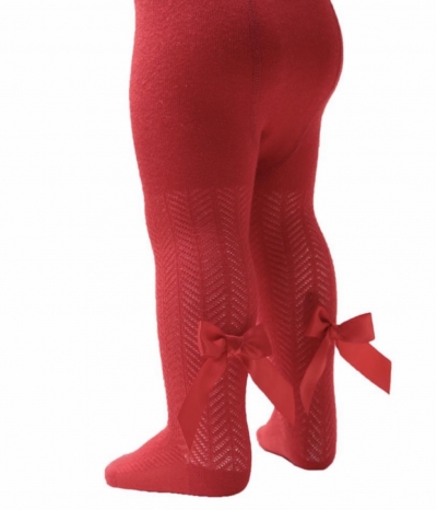 baby girls red chevron tights with bow