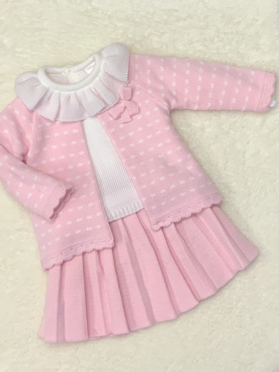 baby girls pleated skirt jumper cardigan pink