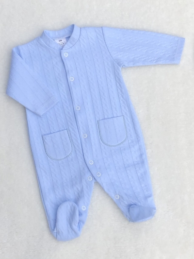 baby boys blue cable design romper 
