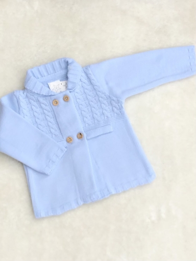 baby boys blue knitted cardigan coat