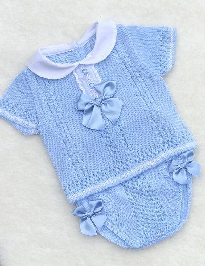 baby blue white knitted top jam pants