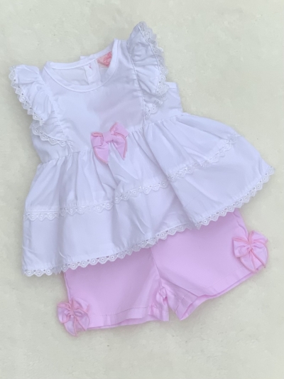 babies girls pink short white tunic dress 