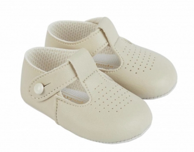baby boys girls biscuit coloured pram shoes