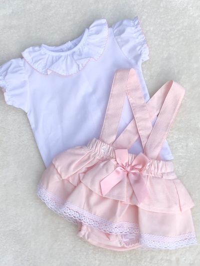 baby girls pink white romper blouse