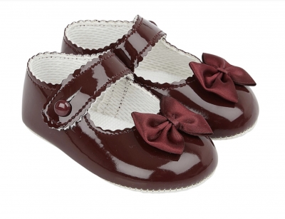 baypods burgundy patent pram shoes