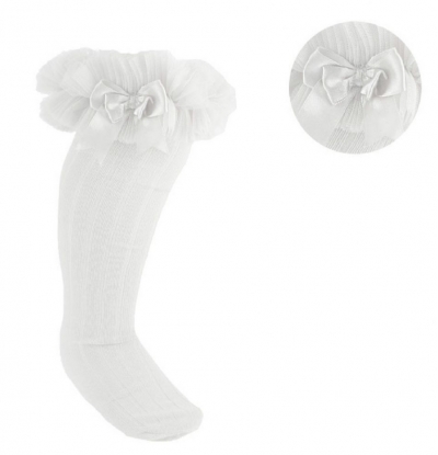 baby girls knee high tutu frilly socks in white