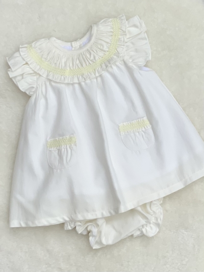 baby girls cream and lemon dress matching pants