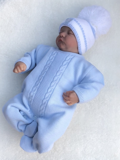 baby boys cable knitted romper 