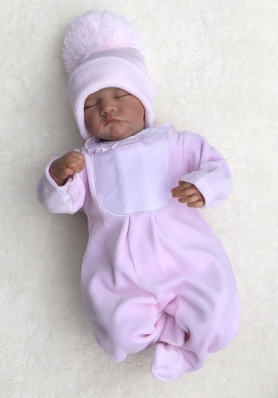 baby girls pink velour all in one romper 