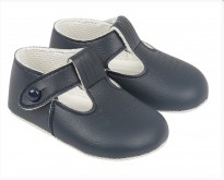 baby boys soft pram shoes in navy blue