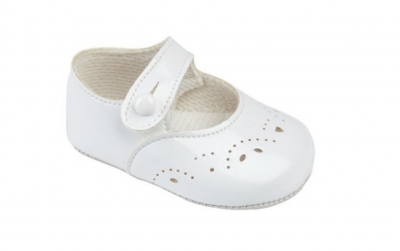 baypods white patent soft sole pram shoes 