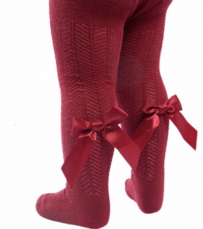 baby girls crimson tights with bow